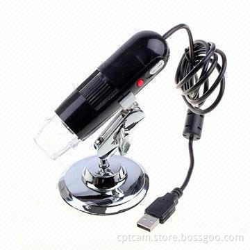 USB microscope with 20-200x manual zoom option and 1.3MP CMOS sensor